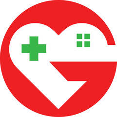 Letter red G with heart logo