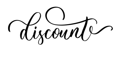 Discount lettering in elegant cursive style.