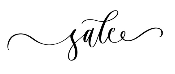 Sale lettering in elegant cursive script with decorative flourishes