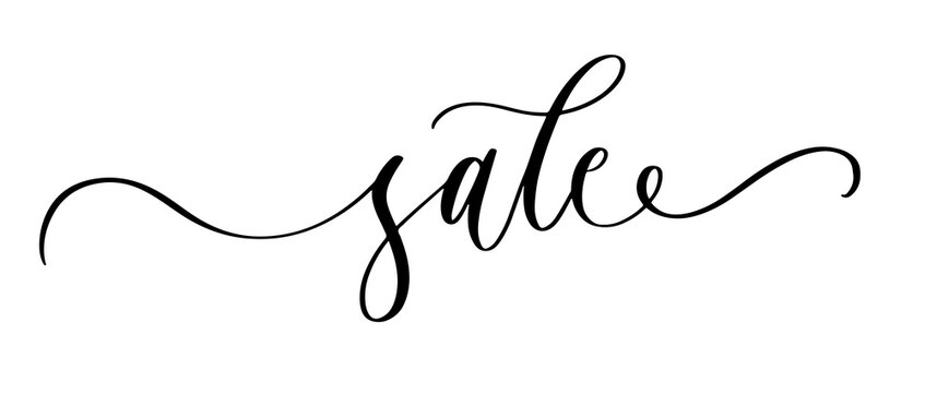 Sale lettering in elegant cursive script with decorative flourishes
