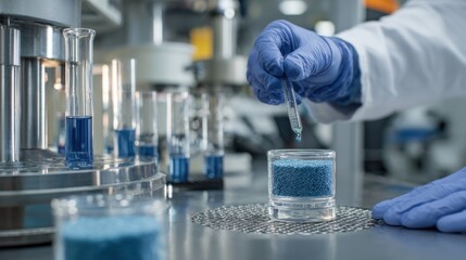 Laboratory technician adjusting powdered lubricant concentration for metal drawing to achieve precise performance in heavyduty applications.