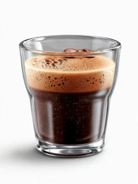 Hot Espresso in Transparent Glass Container