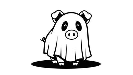 Cartoon Pig Illustration with Simple Design.