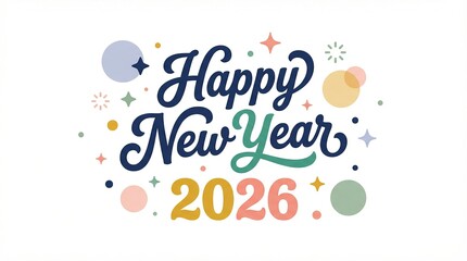 2026 Happy New Year Text Design. Vector Illustration.