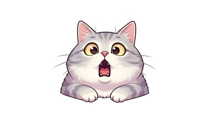 Fototapeta premium Cute Surprised Cat Expression Isolated white background 