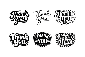 Obraz premium Harmonious Thank You Variations. Thank You Tag. Set lettering. harmonious lettering variations of the same emblematic concept, each with different artistic