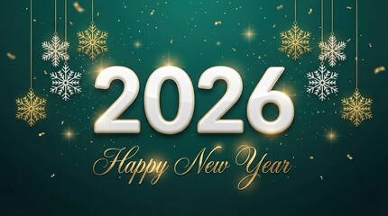 2026 Happy New Year Text Design. Vector Illustration.