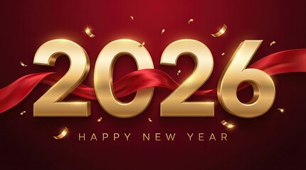 2026 Happy New Year Text Design. Vector Illustration.