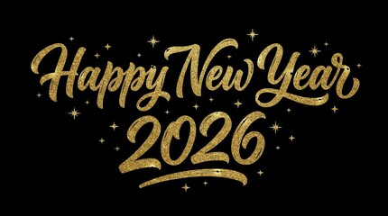 2026 Happy New Year Text Design. Vector Illustration.