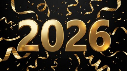 2026 Happy New Year Text Design. Vector Illustration.