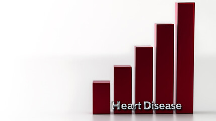 A bar graph depicts increasing statistics of Heart Disease, showing a rising trend, emphasizing the growing need for awareness and prevention in today's society.
