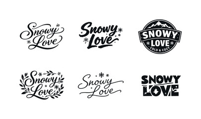 Fototapeta premium Snowy Love Lettering. Snowy love sayings. Set lettering. harmonious lettering variations of the same emblematic concept, each with different artistic