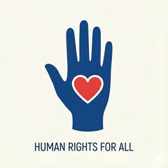 Obraz premium Human Rights for All A Symbol of Compassion and Equality with a Red Heart on a Blue Hand