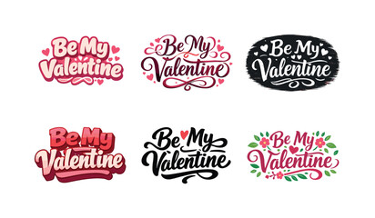 Fototapeta premium Valentine Lettering Art. Cute Valentine card quotes. Set lettering. harmonious lettering variations of the same emblematic concept, each with different