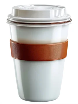 Minimal White Coffee Cup With Brown Plastic Grip
