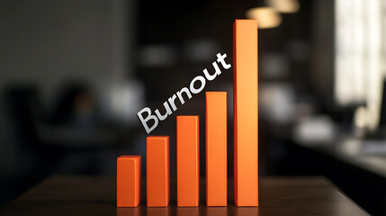 Visual depicting burnout with increasing bars. Shows the growing stages of burnout in a professional context. Great for blogs, websites & articles about mental health.