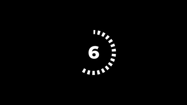 A countdown from 10 to 0 with dashed line animation effect for smooth transition