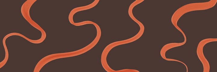 Dark brown abstract background with flowing terracotta wavy lines, elegant organic pattern for luxury branding and packaging
