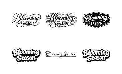 Fototapeta premium Typography Style Variations. Blooming Season Typography. Set lettering. harmonious lettering variations of the same emblematic concept, each with different