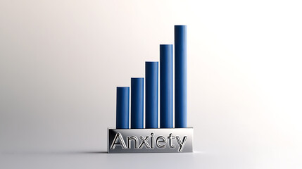 A bar graph represents escalating anxiety. The bars increase in height, visually symbolizing the growing intensity of worry and unease on a white background, concept of mental wellbeing.