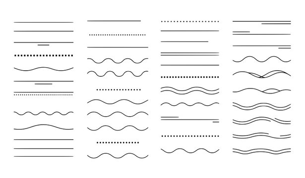 Modern minimal chapter divider vector set with line and wave text separators for documents and layouts