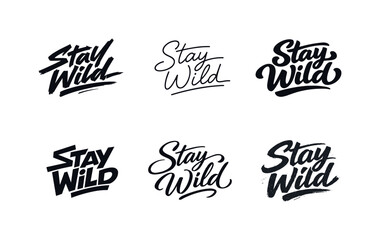 Fototapeta premium Diverse Brush Typography. Modern handmade brush typography. Set lettering. harmonious lettering variations of the same emblematic concept, each with different