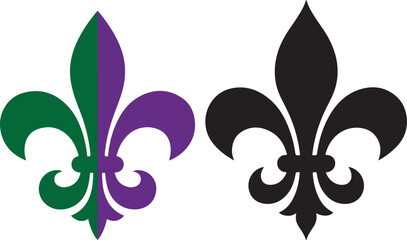 Green and purple fleur de lis mardi gras icon © Nurcreator