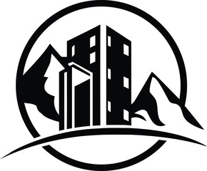 Vector Mountain with building logo