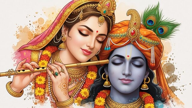 Radha and krishna's divine love portrayed through music and devotion