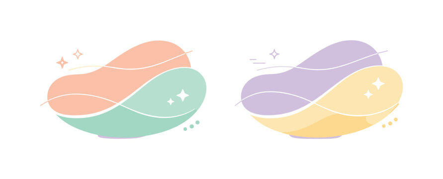 Harmonious Spring Palette. Two-tone spring color sets. A soft spring palette with two complementary pastel tones arranged in flowing abstract shapes, evoking