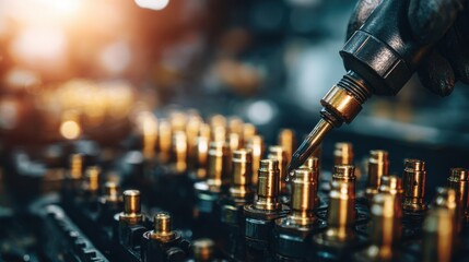 Closeup of skilled technician polishing diecast metal parts to achieve a smooth reflective surface finish in an industrial workshop setting.