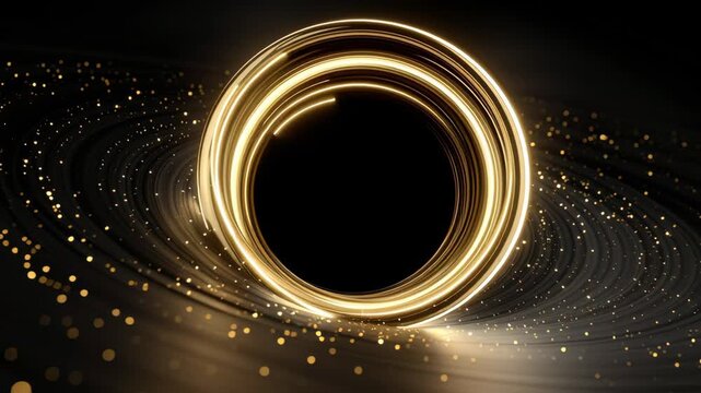 A large, glowing black hole with a golden rim