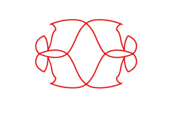 Intricate red line art design on white background