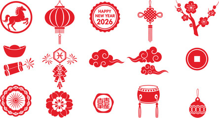 Chinese new year decorations and symbols © mdkamran