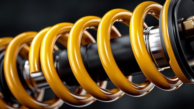 A close up of a yellow spring. The spring is bent and twisted, and it is yellow in color