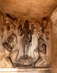 Bas relief sculpture, Mahabalipuram, Tamil Nadu, India.