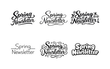 Fototapeta premium Spring Lettering Variations. Spring Newsletter Header. Set lettering. harmonious lettering variations of the same emblematic concept, each with different