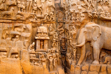 Descent of the Ganges and Arjuna's Penance, Mahabalipuram, Tamil Nadu, India