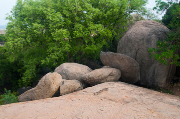 Huge rock natural rock in Mahabalipuram, India