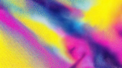 A vibrant, abstract digital artwork with flowing, multi-colored gradients, halftone effect adding texture and depth, creating a dynamic visual experience