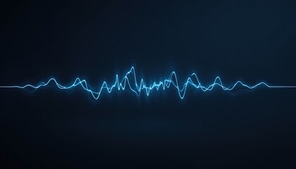 Electric Blue Waveform Visualization on Dark Background, Abstract Data and Sound Representation