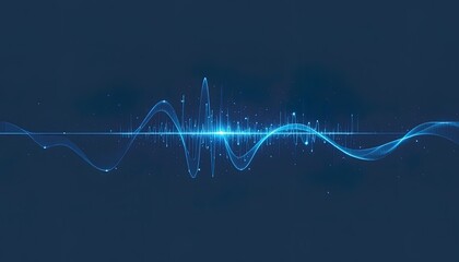 Abstract Glowing Waveform Illustration in Deep Blue Tones, Electronic Music Visualization