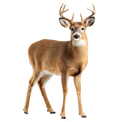 Fototapeta premium White tailed deer isolated on white background standing wildlife illustration