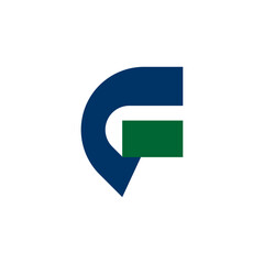 Modern Geometric Letter G Pin Location Logo, Minimalist Blue and Green Navigation Branding Icon Vector.
