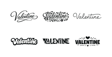 Valentine Script Variations. Stylish Valentine Script. Set lettering. harmonious lettering variations of the same emblematic concept, each with different