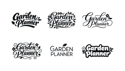 Creative Lettering Variations. Garden Planner. Set lettering. harmonious lettering variations of the same emblematic concept, each with different artistic