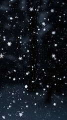 Obraz premium Delicate White Snowflakes Falling Against a Dark Winter Night Sky