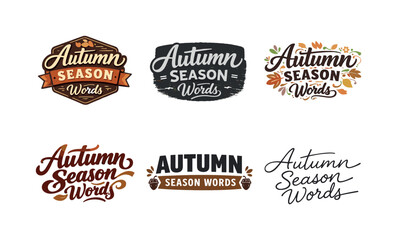 Fototapeta premium Autumn Lettering Collection. Autumn Season Words. Set lettering. harmonious lettering variations of the same emblematic concept, each with different artistic