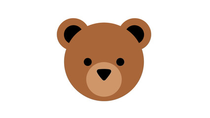 Cute Brown Bear Face Cartoon Illustration