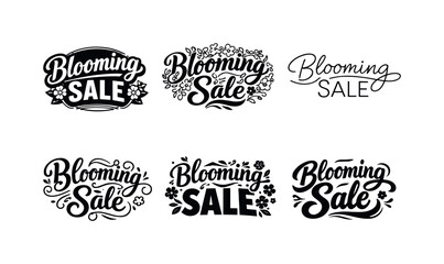 Fototapeta premium Blooming Sale Typography. Blooming Sale Typography. Set lettering. harmonious lettering variations of the same emblematic concept, each with different artistic